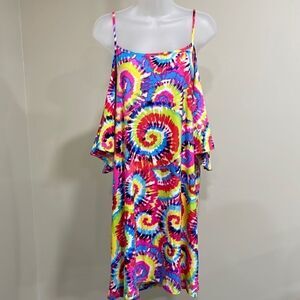 NWT Rouge Collection Tie dye cold shoulder dress. Size 1X 18/20